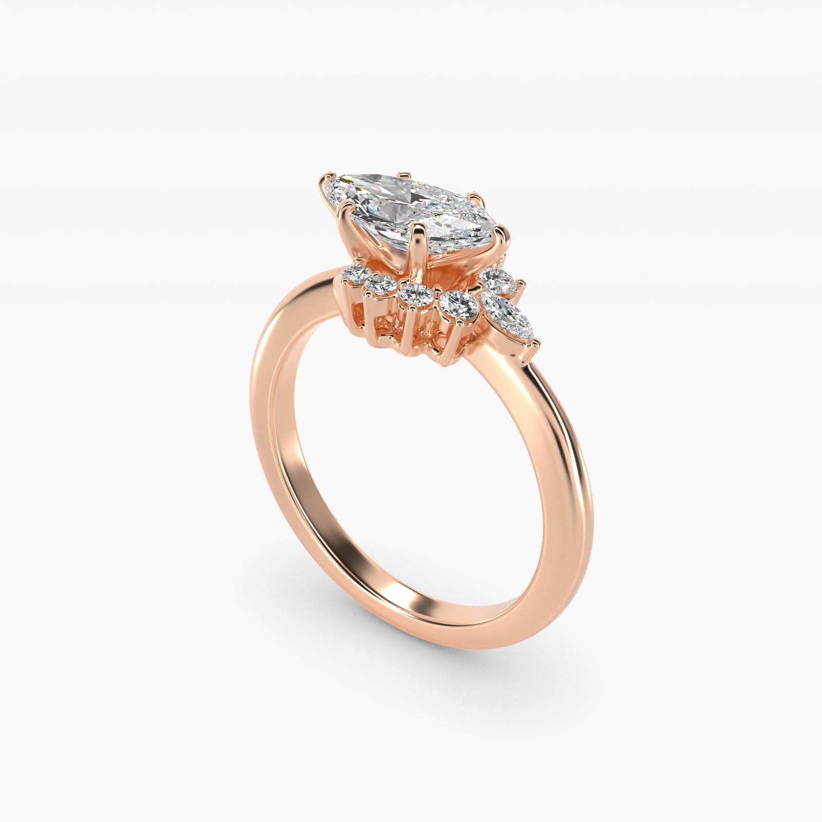 Marquise Accent Diamond Halo Engagement Ring In 18k Rose Gold By James Allen - Marquise Center