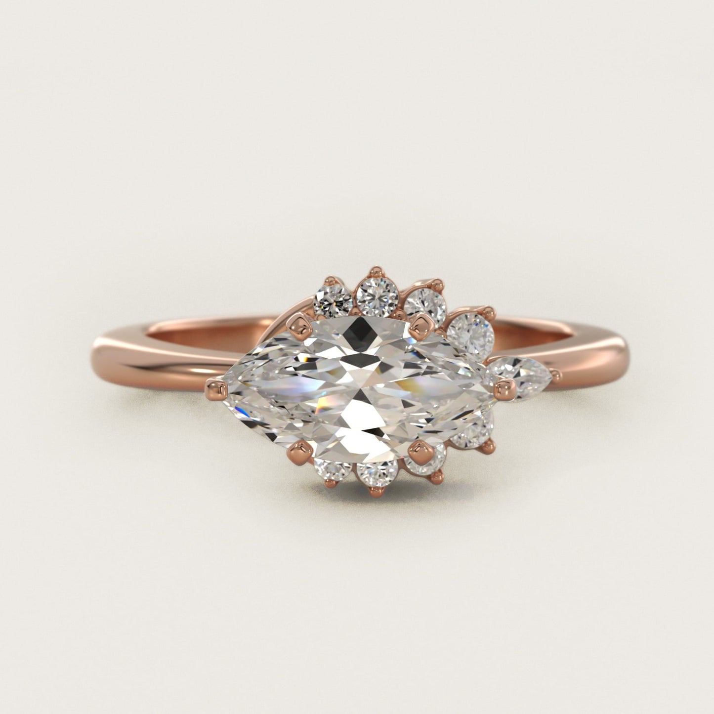 Marquise Accent Diamond Halo Engagement Ring In 18k Rose Gold By James Allen - Marquise Center