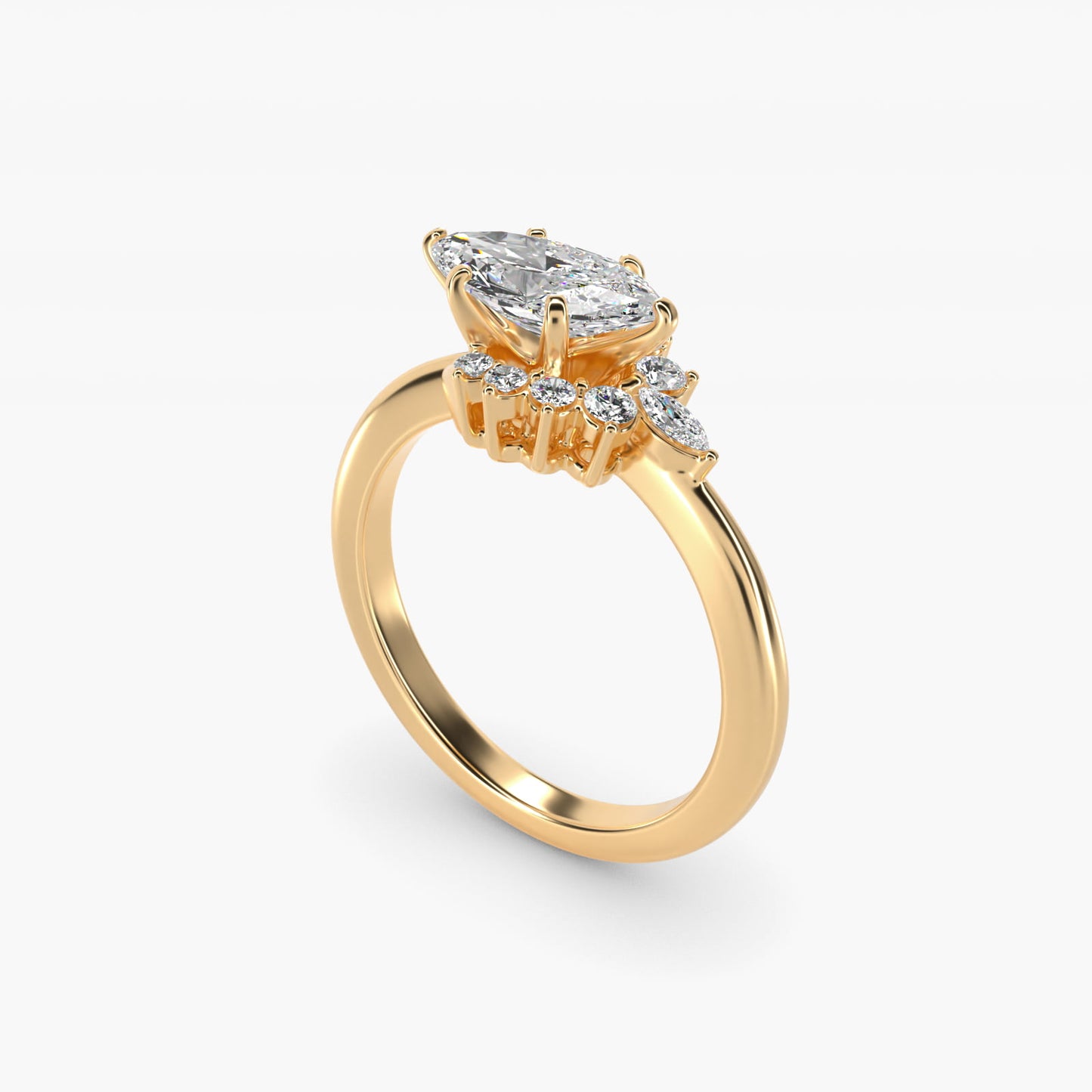 Marquise Accent Diamond Halo Engagement Ring In 14K Yellow Gold By James Allen - Marquise Center