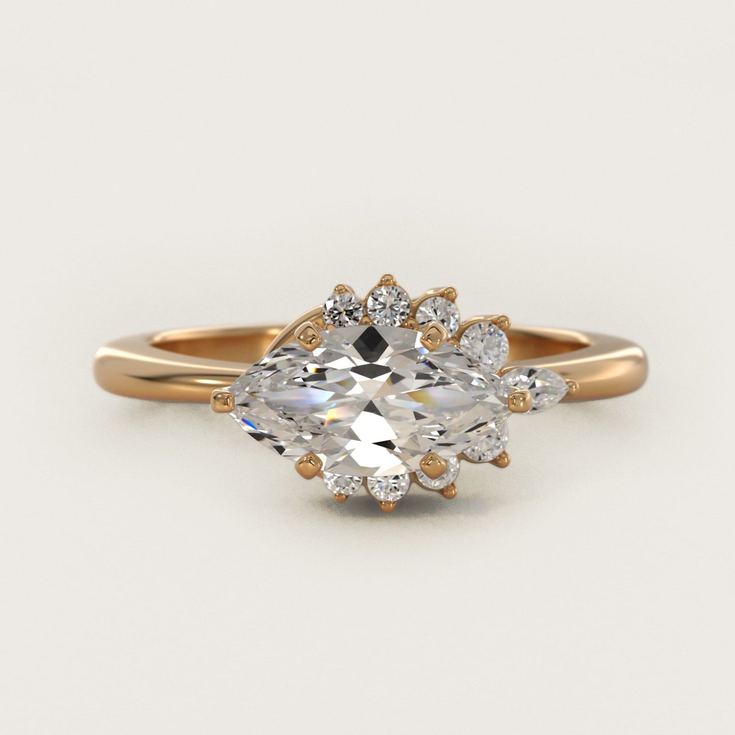 Marquise Accent Diamond Halo Engagement Ring In 18k Yellow Gold By James Allen - Marquise Center