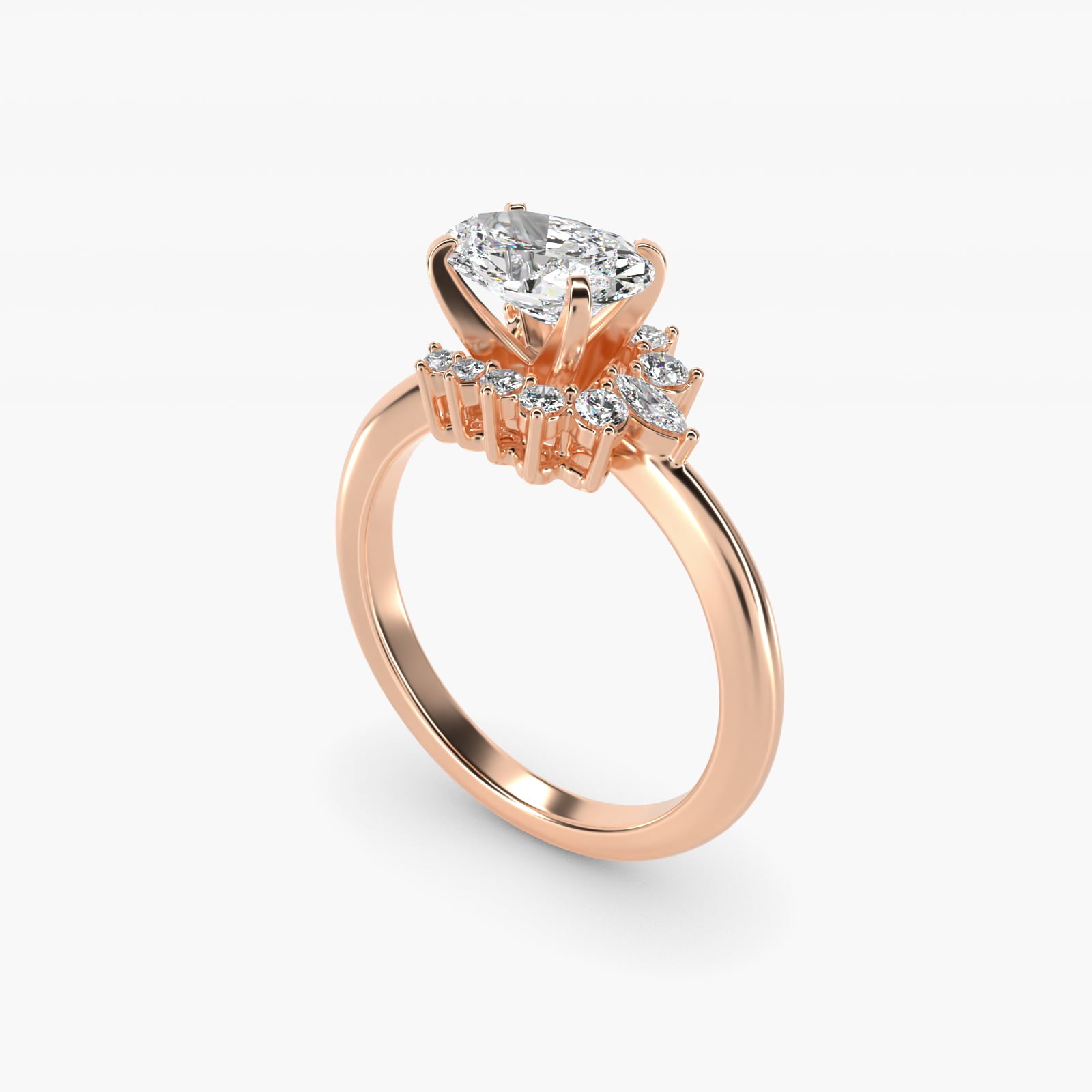 Marquise Accent Diamond Halo Engagement Ring In 14K Rose Gold By James Allen - Oval Center