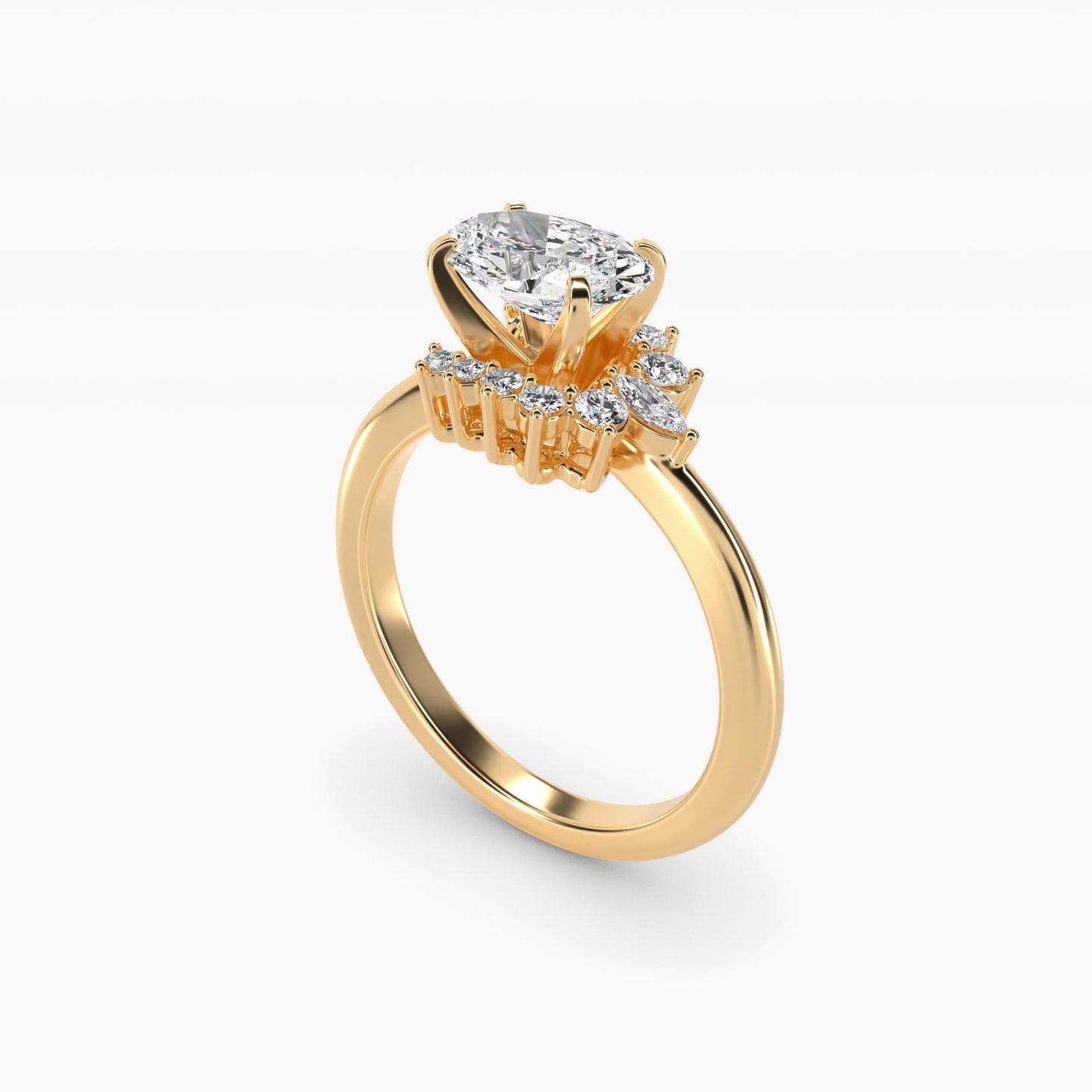 Marquise Accent Diamond Halo Engagement Ring In 18k Yellow Gold By James Allen - Oval Center