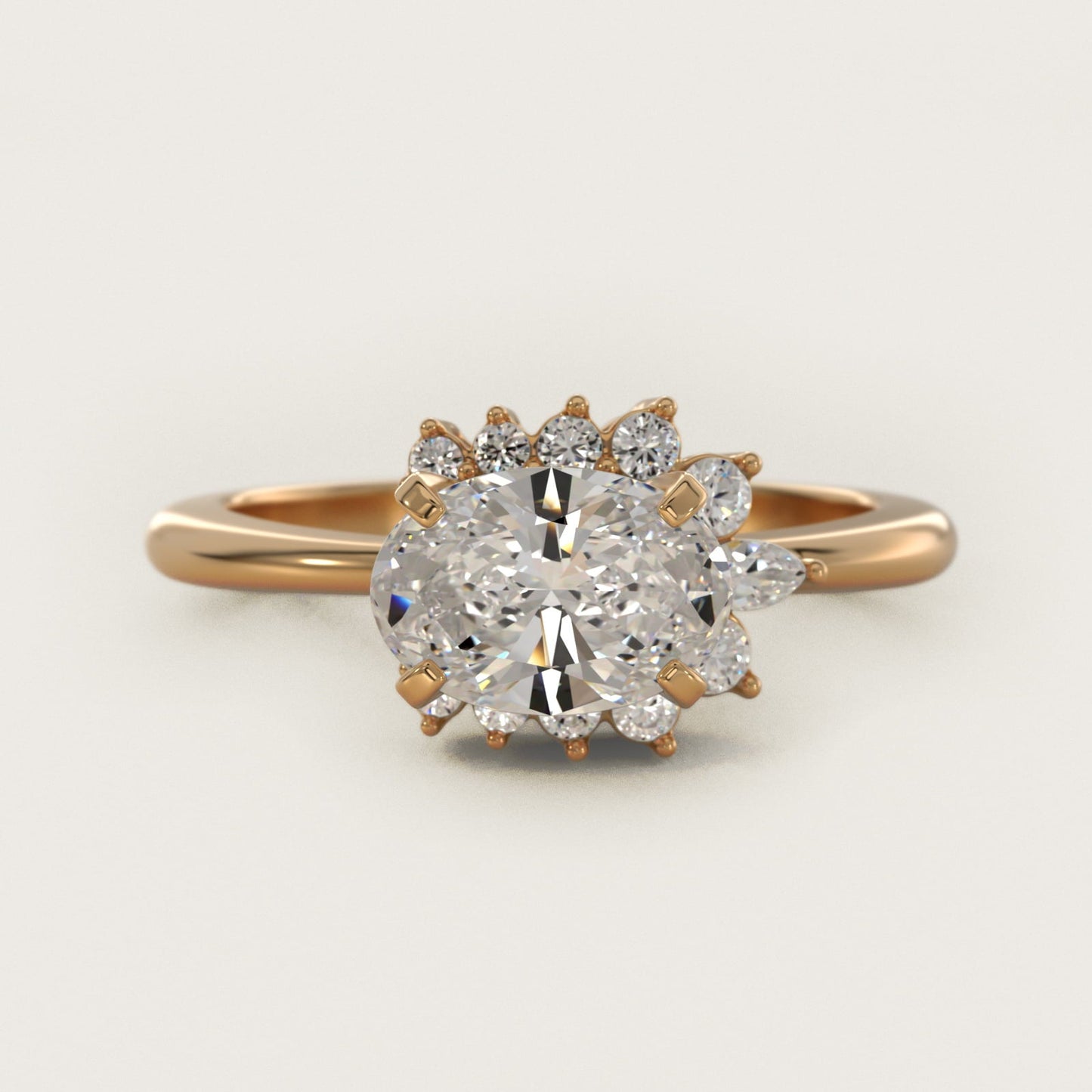 Marquise Accent Diamond Halo Engagement Ring In 18k Yellow Gold By James Allen - Oval Center