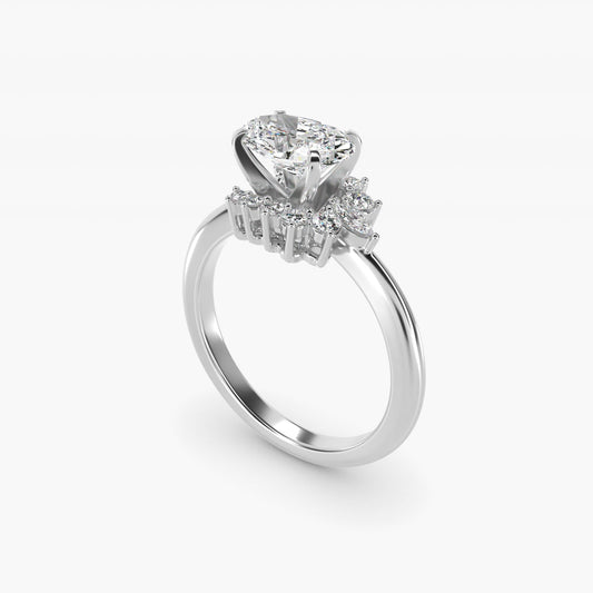 Marquise Accent Diamond Halo Engagement Ring In Platinum By James Allen - Oval Center