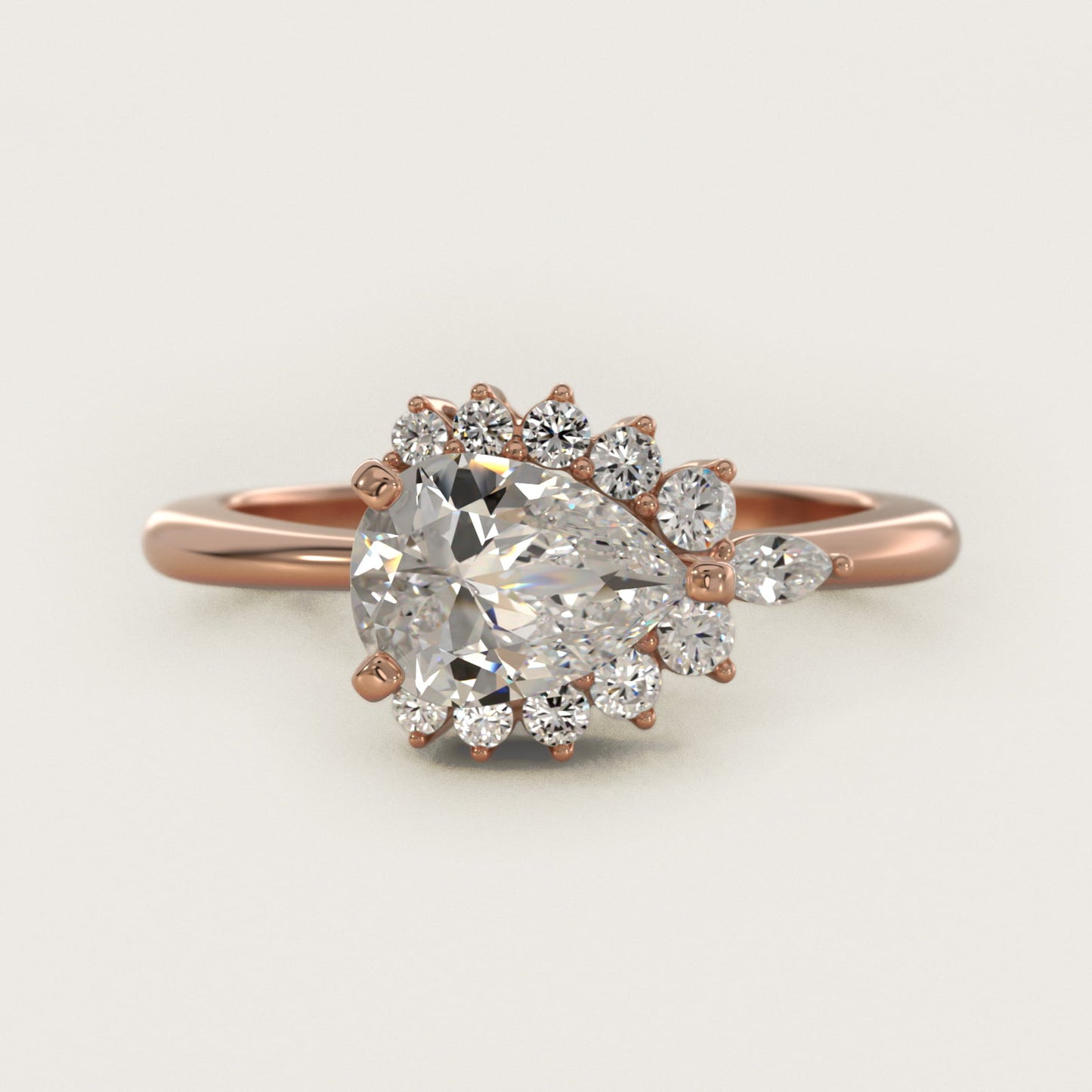 Marquise Accent Diamond Halo Engagement Ring In 14K Rose Gold By James Allen - Pear Center
