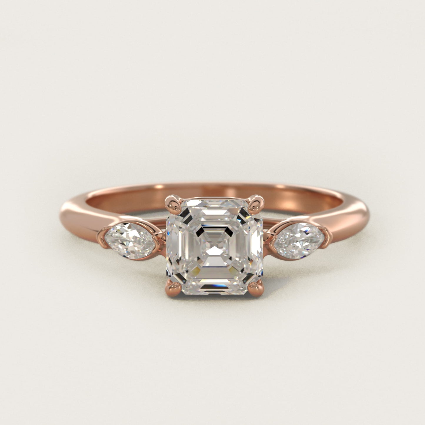 Marquise Cut Diamond Three Stone Engagement Ring In 18k Rose Gold By James Allen - Asscher Center