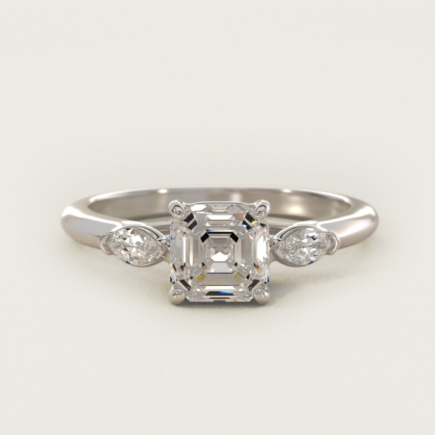 Marquise Cut Diamond Three Stone Engagement Ring In 18k White Gold By James Allen - Asscher Center
