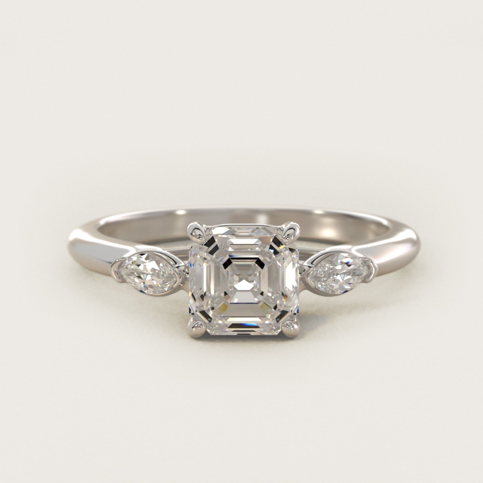 Marquise Cut Diamond Three Stone Engagement Ring In 18k White Gold By James Allen - Asscher Center