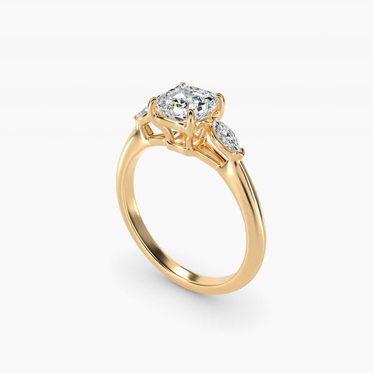 Marquise Cut Diamond Three Stone Engagement Ring In 14K Yellow Gold By James Allen - Asscher Center