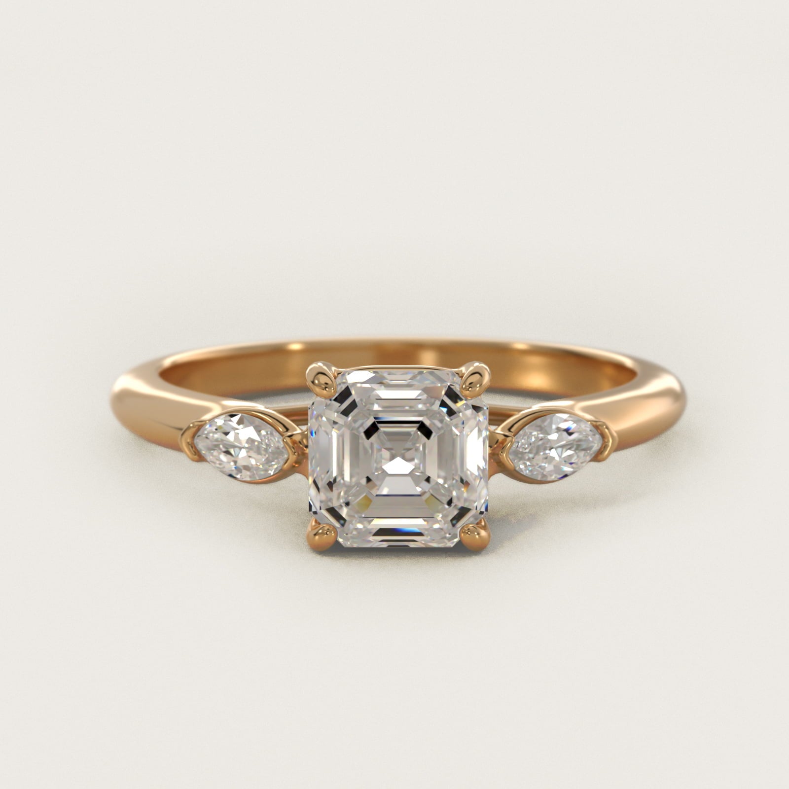 Marquise Cut Diamond Three Stone Engagement Ring In 14K Yellow Gold By James Allen - Asscher Center