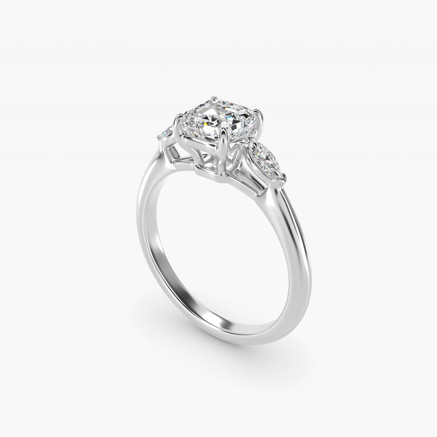 Marquise Cut Diamond Three Stone Engagement Ring In Platinum By James Allen - Asscher Center