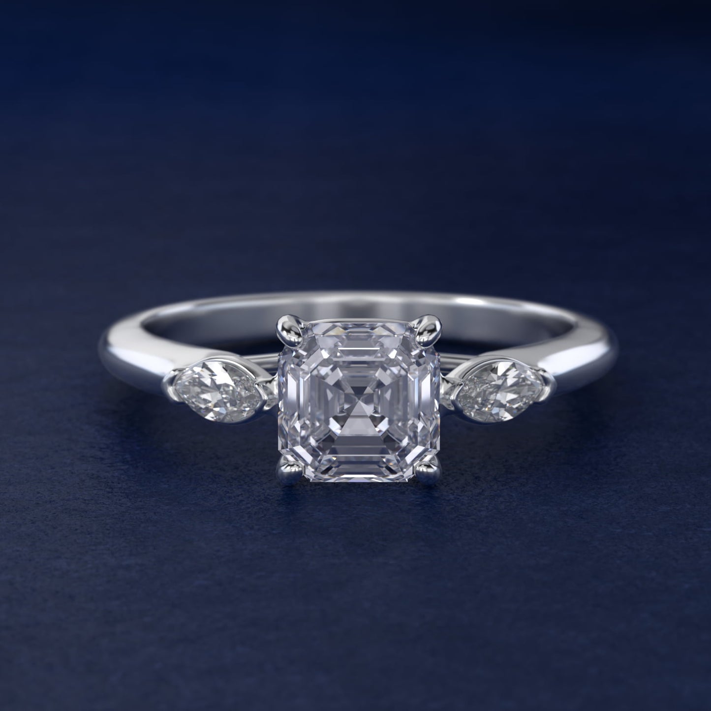 Marquise Cut Diamond Three Stone Engagement Ring In Platinum By James Allen - Asscher Center
