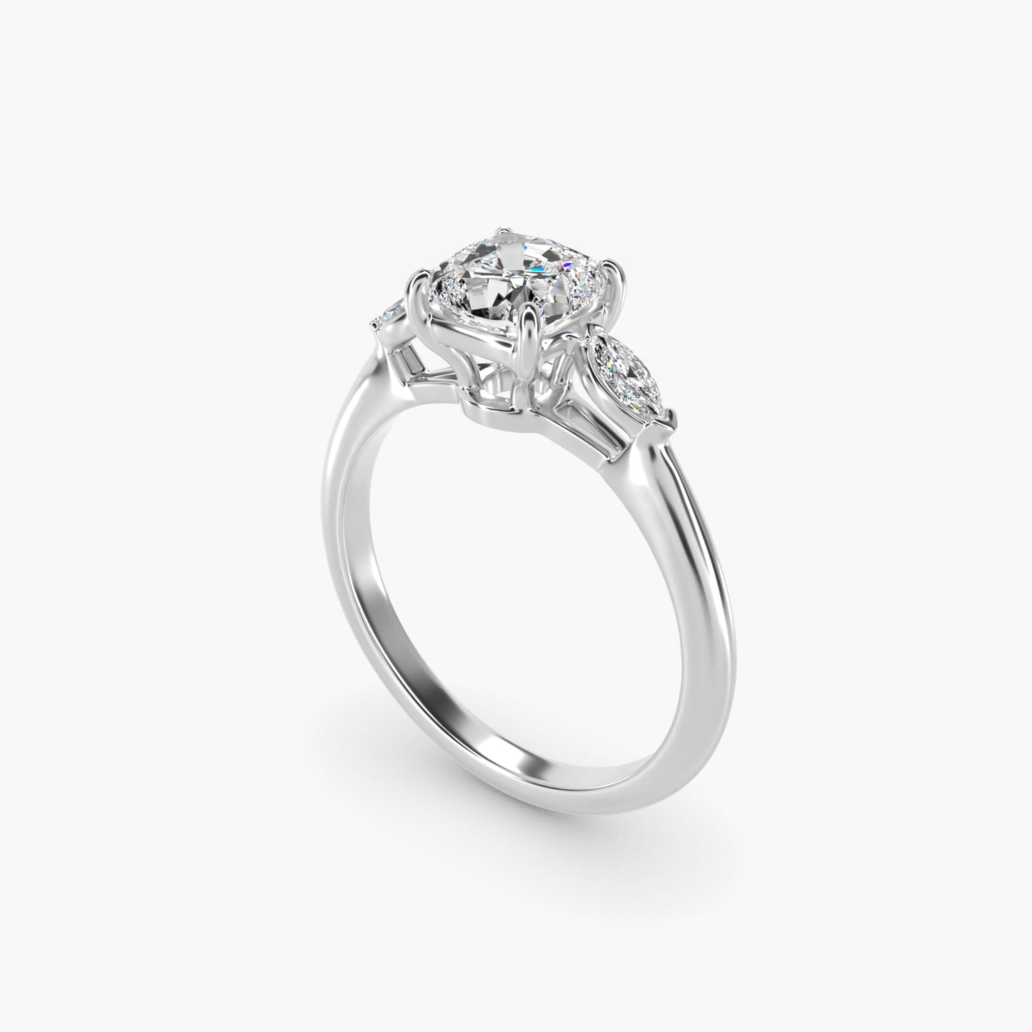 Marquise Cut Diamond Three Stone Engagement Ring In Platinum By James Allen - Cushion Center