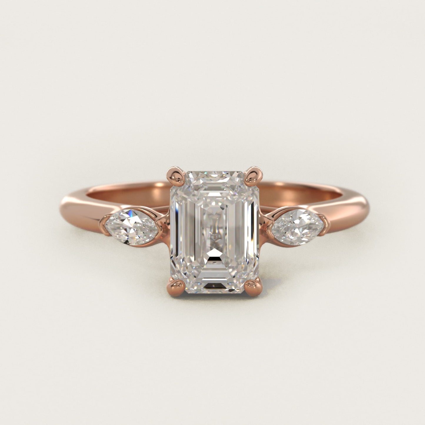Marquise Cut Diamond Three Stone Engagement Ring In 18k Rose Gold By James Allen - Emerald Center
