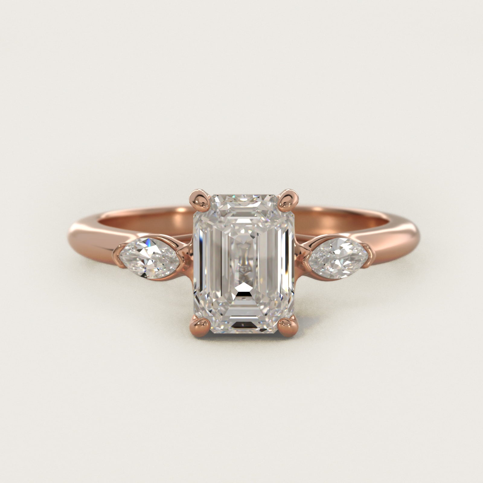 Marquise Cut Diamond Three Stone Engagement Ring In 18k Rose Gold By James Allen - Emerald Center