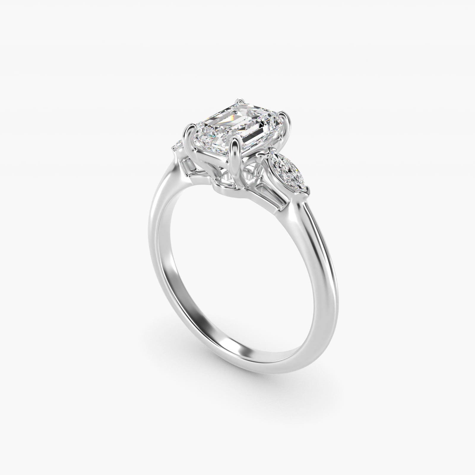Marquise Cut Diamond Three Stone Engagement Ring In 18k White Gold By James Allen - Emerald Center