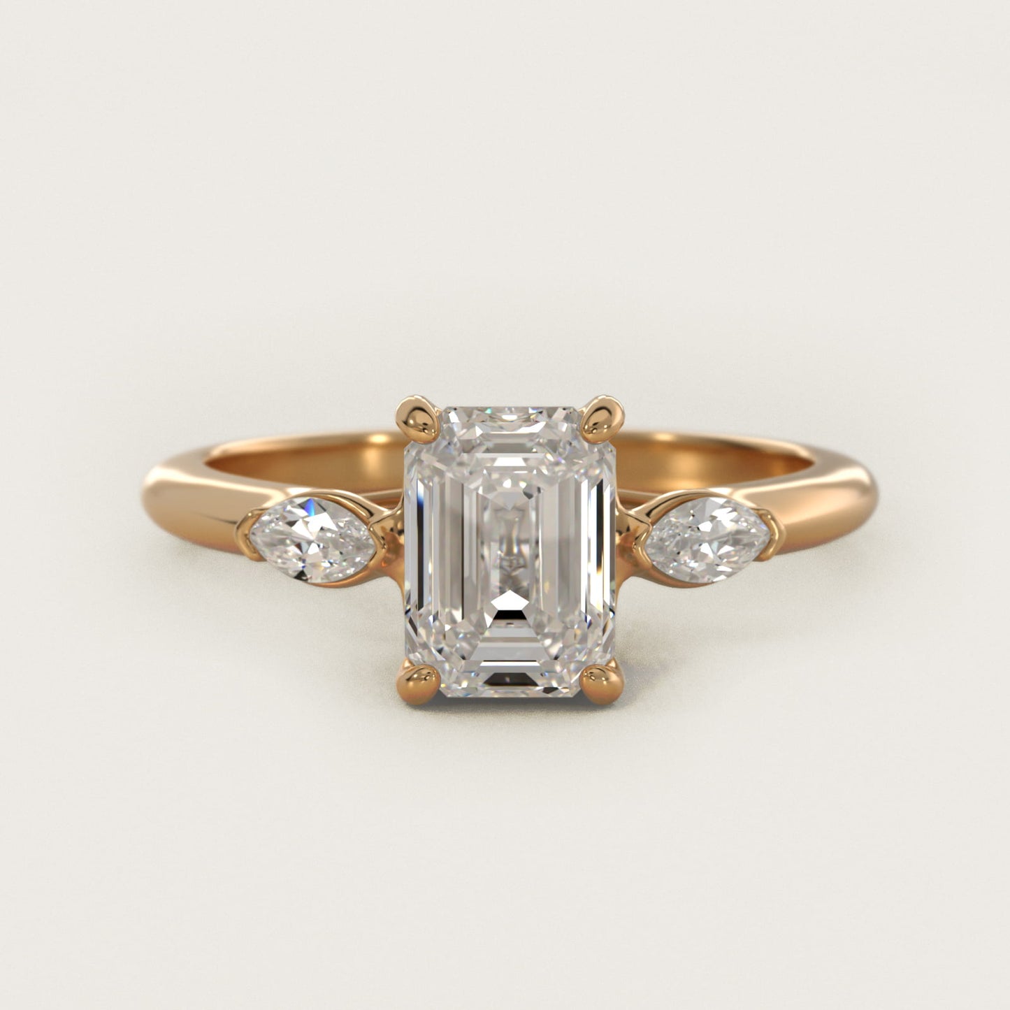Marquise Cut Diamond Three Stone Engagement Ring In 14K Yellow Gold By James Allen - Emerald Center