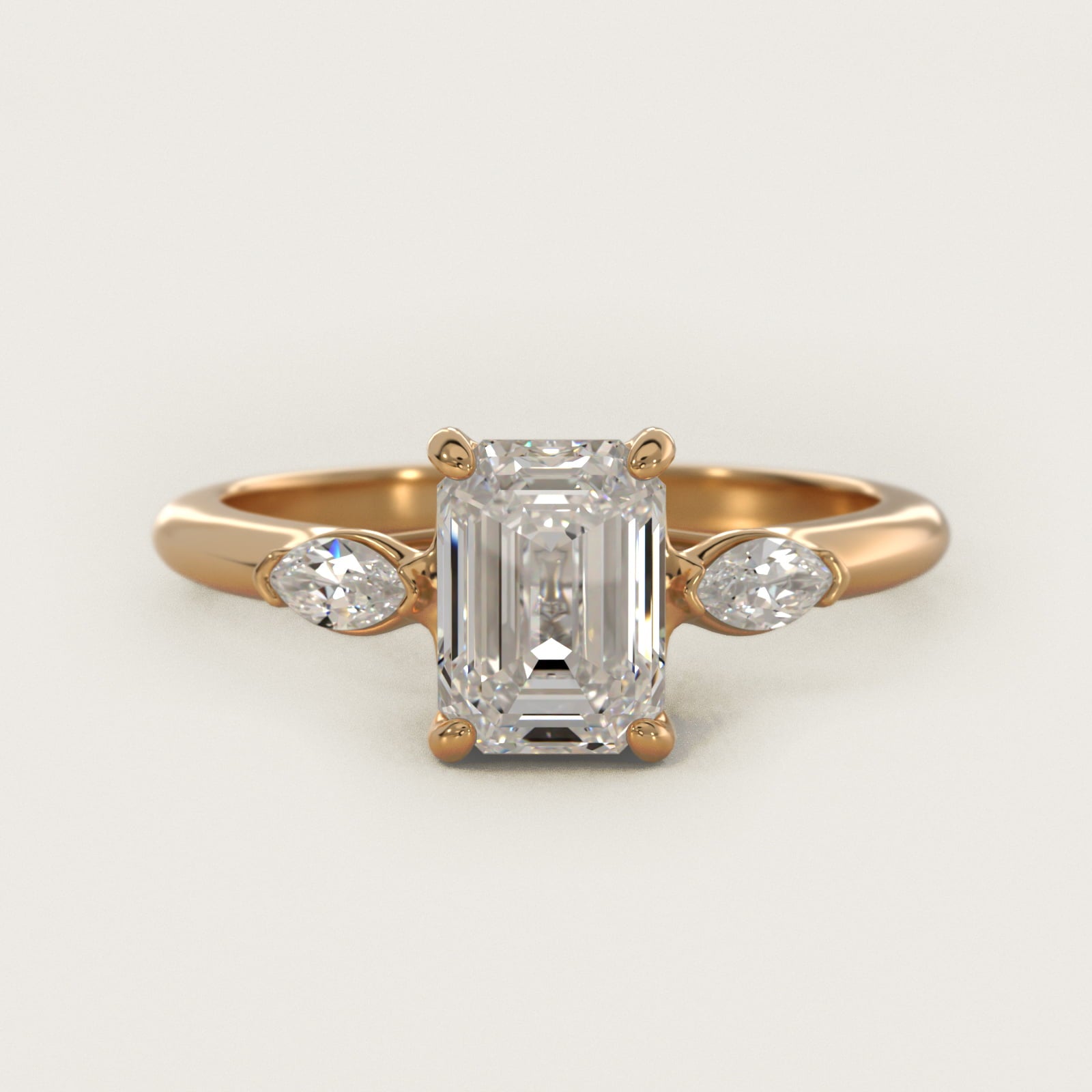 Marquise Cut Diamond Three Stone Engagement Ring In 18k Yellow Gold By James Allen - Emerald Center
