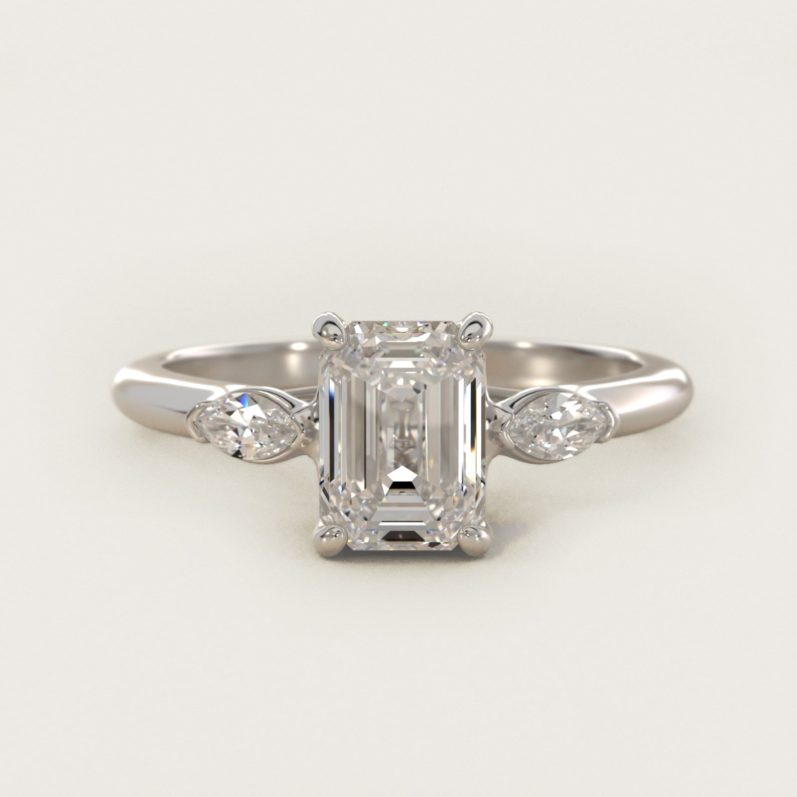Marquise Cut Diamond Three Stone Engagement Ring In Platinum By James Allen - Emerald Center