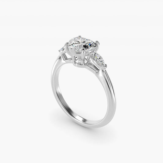 Marquise Cut Diamond Three Stone Engagement Ring In Platinum By James Allen - Heart Center
