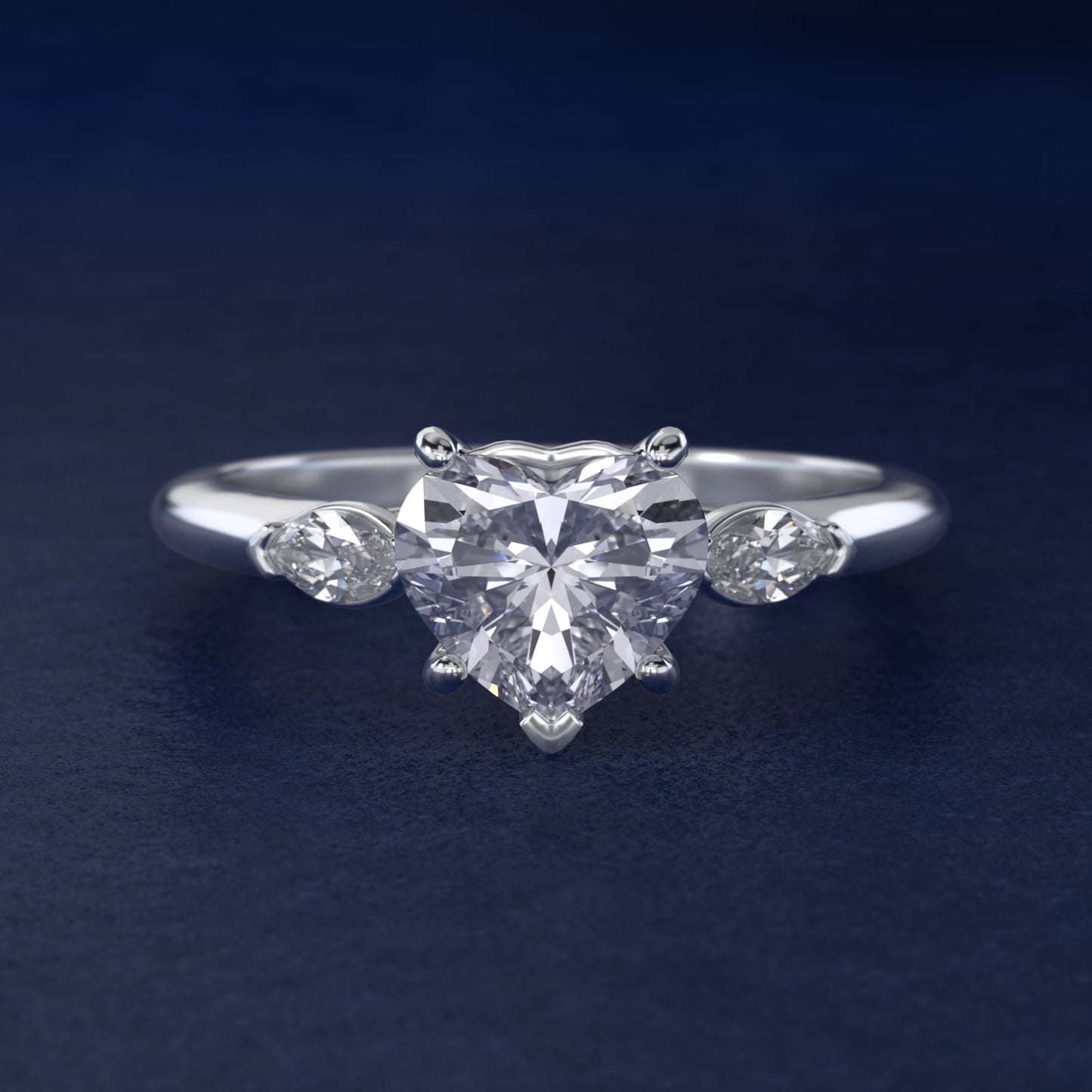 Marquise Cut Diamond Three Stone Engagement Ring In Platinum By James Allen - Heart Center