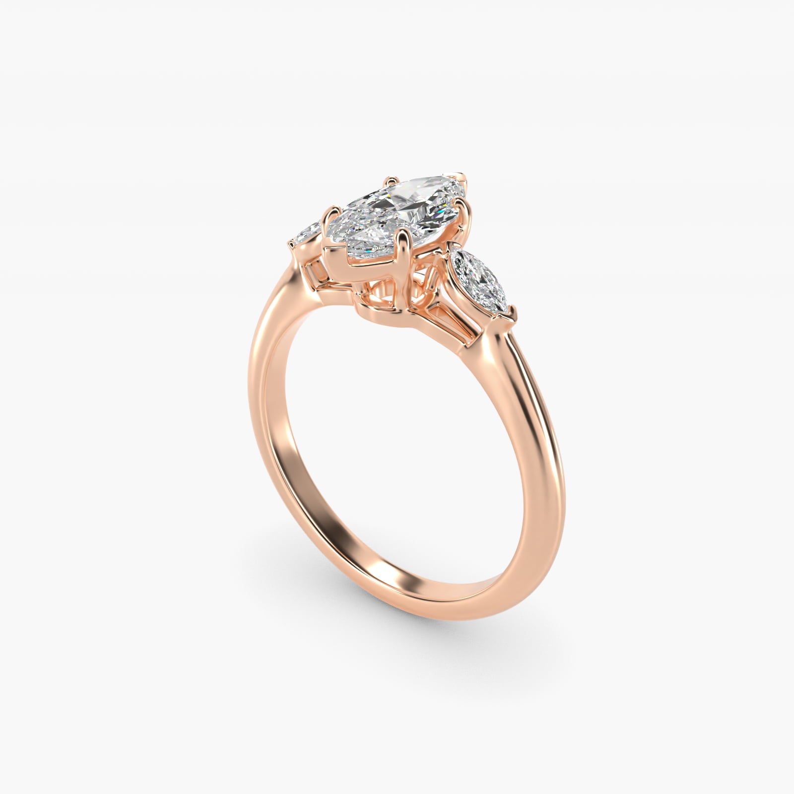 Marquise Cut Diamond Three Stone Engagement Ring In 14K Rose Gold By James Allen - Marquise Center