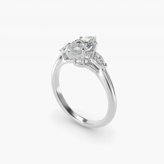 Marquise Cut Diamond Three Stone Engagement Ring In 14K White Gold By James Allen - Marquise Center