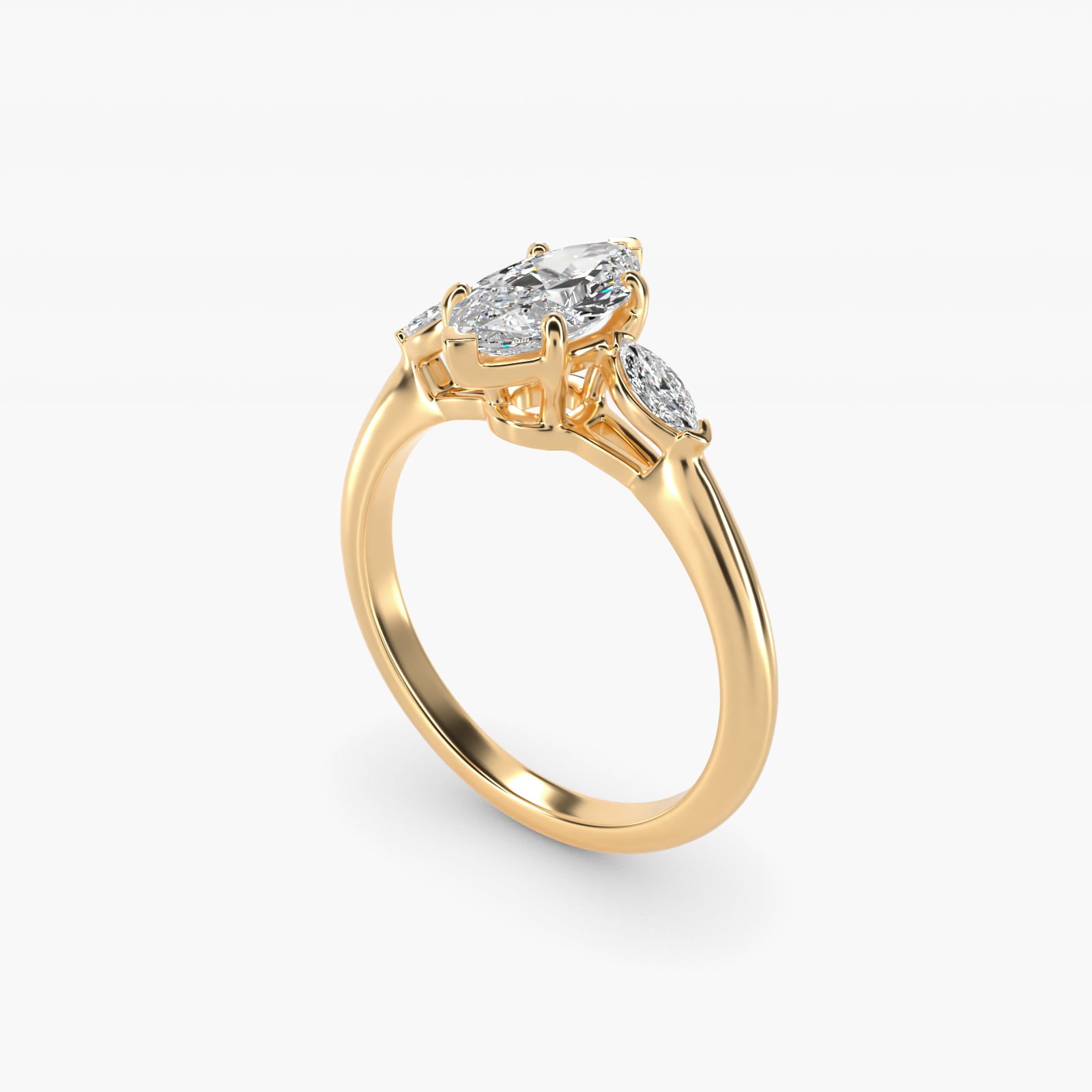 Marquise Cut Diamond Three Stone Engagement Ring In 18k Yellow Gold By James Allen - Marquise Center