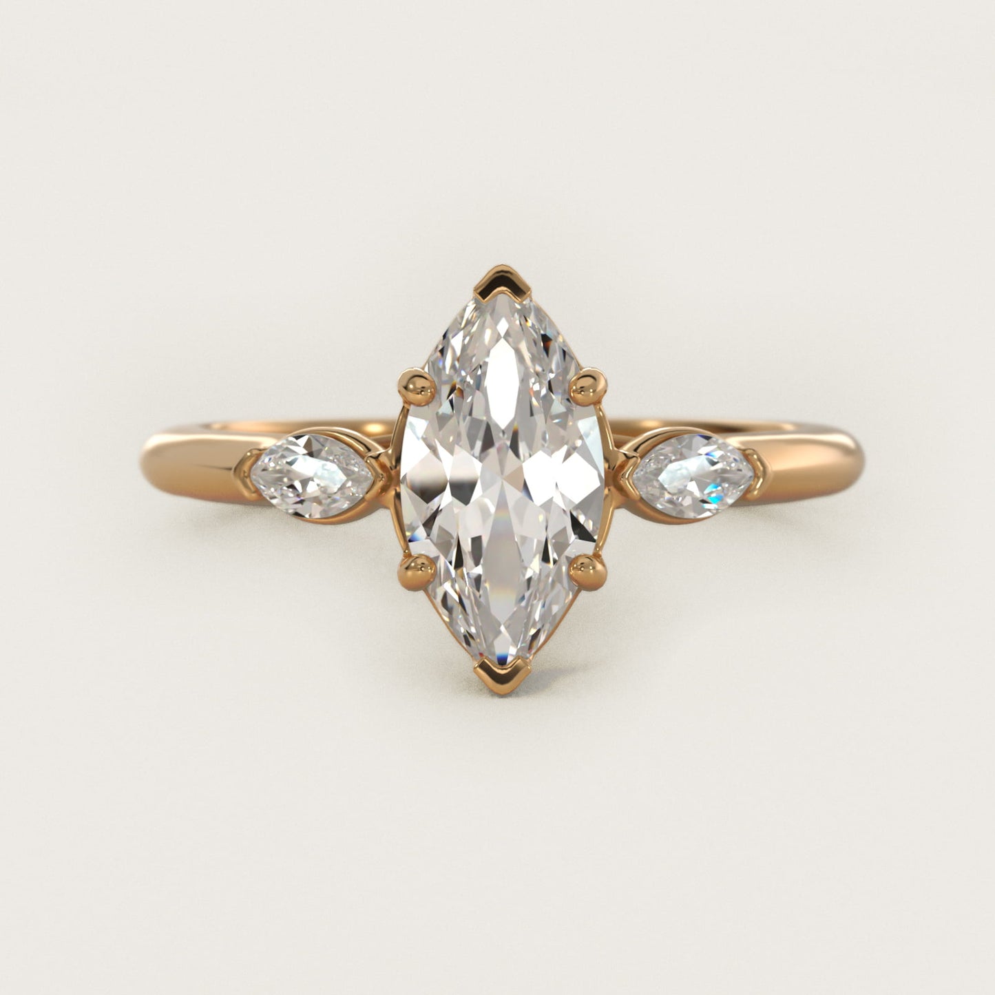 Marquise Cut Diamond Three Stone Engagement Ring In 14K Yellow Gold By James Allen - Marquise Center