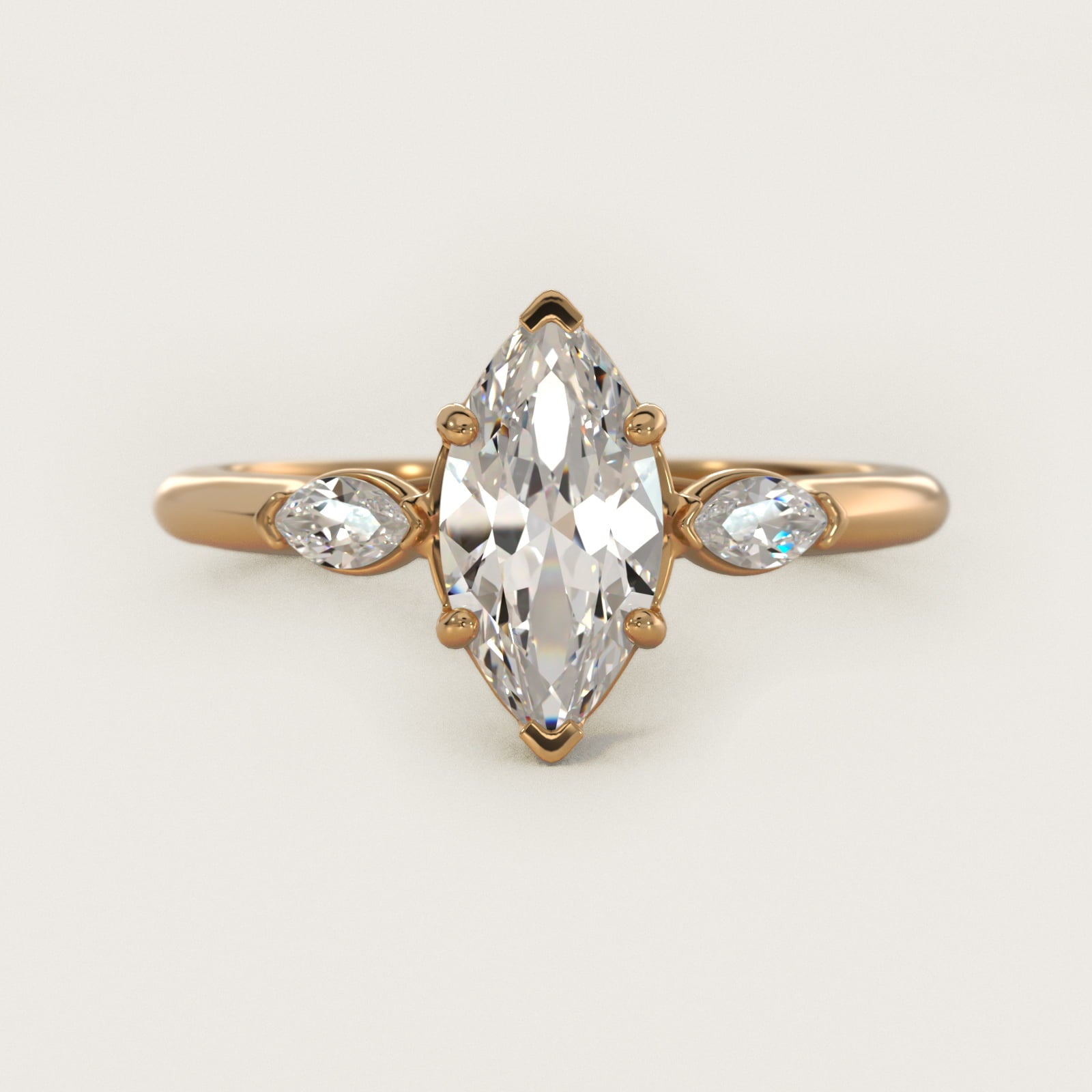 Marquise Cut Diamond Three Stone Engagement Ring In 18k Yellow Gold By James Allen - Marquise Center
