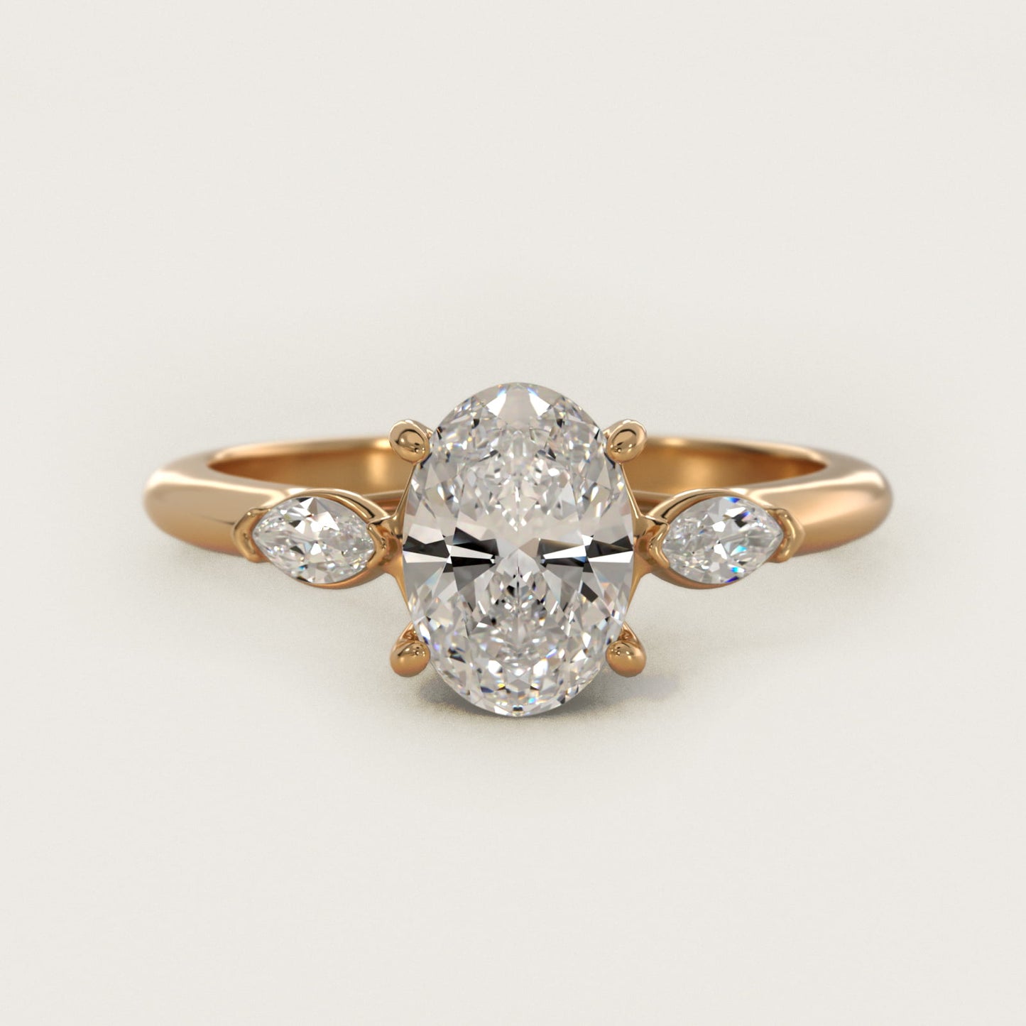 Marquise Cut Diamond Three Stone Engagement Ring In 18k Yellow Gold By James Allen - Oval Center