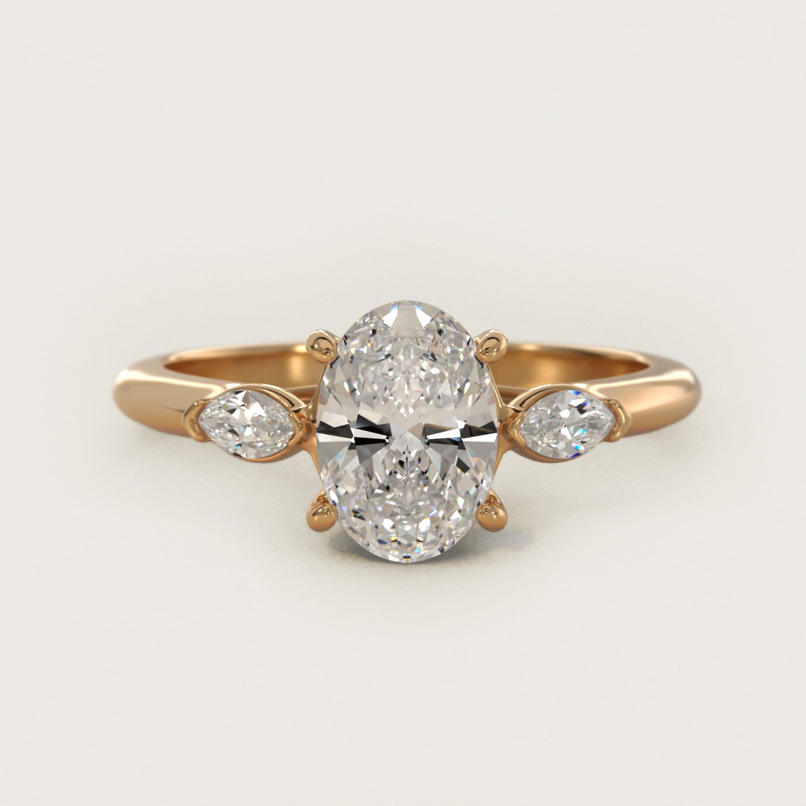 Marquise Cut Diamond Three Stone Engagement Ring In 18k Yellow Gold By James Allen - Oval Center