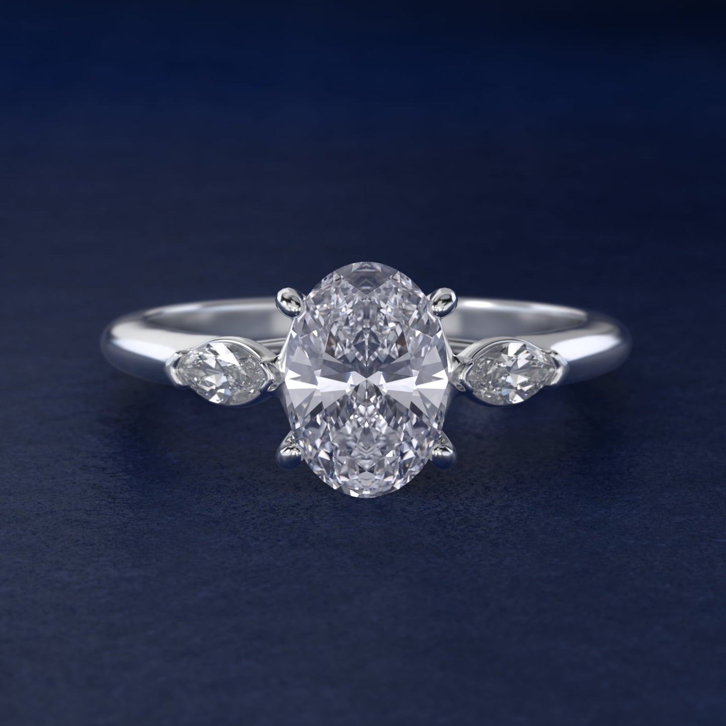 Marquise Cut Diamond Three Stone Engagement Ring In Platinum By James Allen - Oval Center