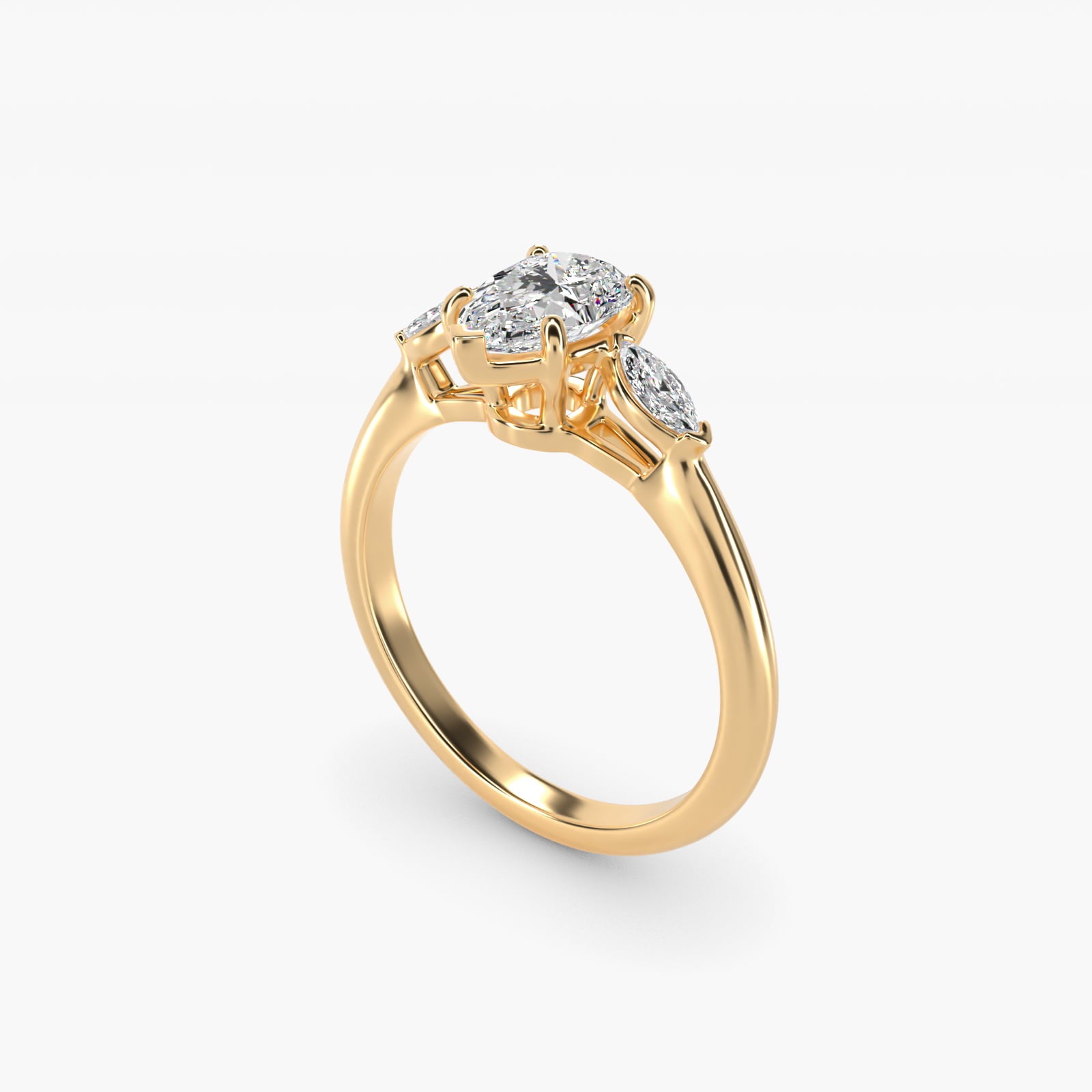 Marquise Cut Diamond Three Stone Engagement Ring In 18k Yellow Gold By James Allen - Pear Center