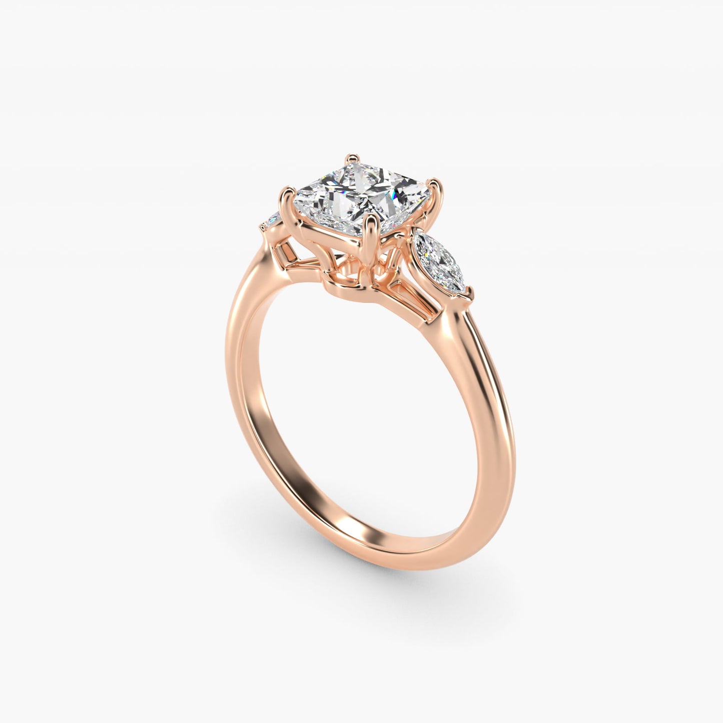 Marquise Cut Diamond Three Stone Engagement Ring In 14K Rose Gold By James Allen - Princess Center