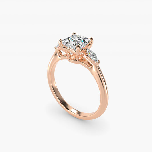 Marquise Cut Diamond Three Stone Engagement Ring In 14K Rose Gold By James Allen - Princess Center