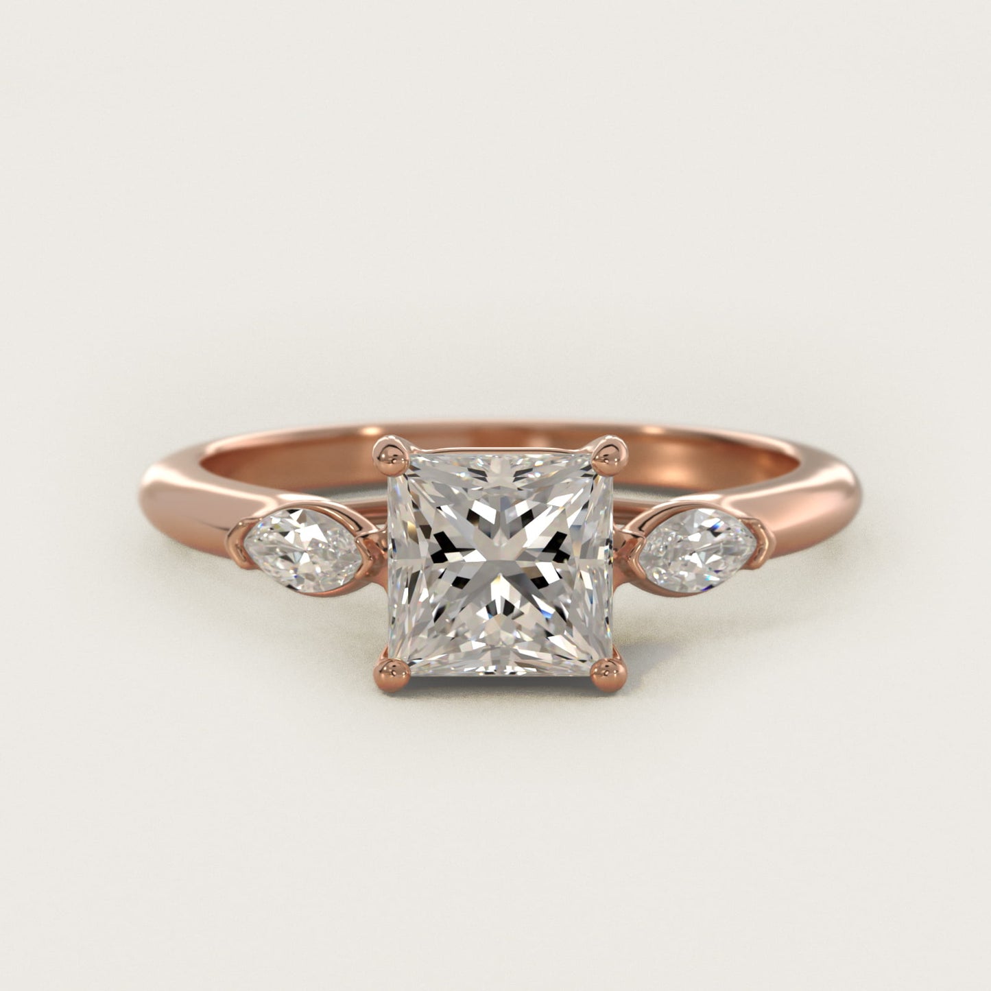 Marquise Cut Diamond Three Stone Engagement Ring In 18k Rose Gold By James Allen - Princess Center