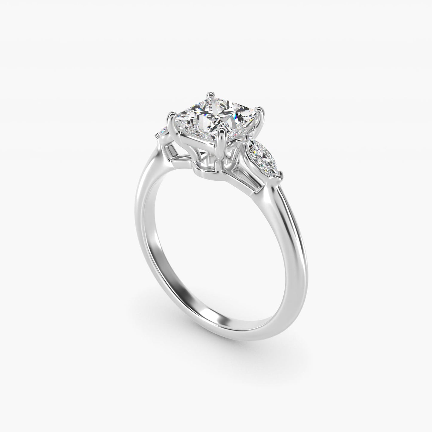 Marquise Cut Diamond Three Stone Engagement Ring In 18k White Gold By James Allen - Princess Center