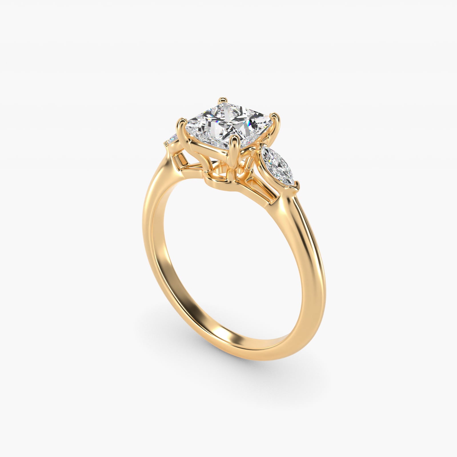 Marquise Cut Diamond Three Stone Engagement Ring In 18k Yellow Gold By James Allen - Princess Center
