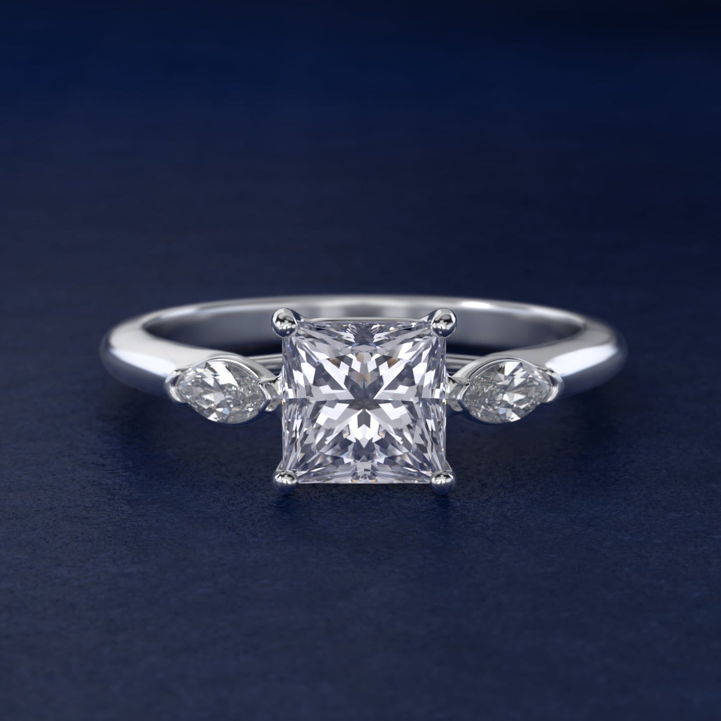 Marquise Cut Diamond Three Stone Engagement Ring In Platinum By James Allen - Princess Center