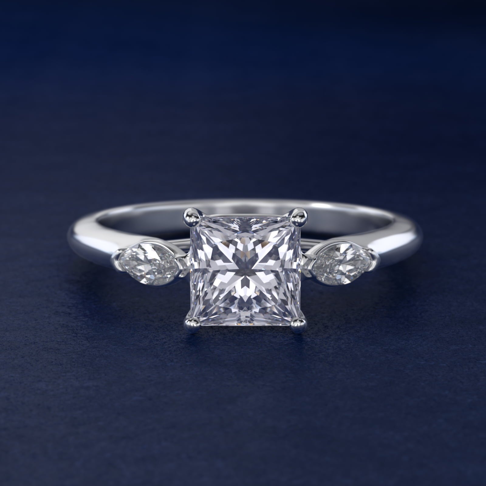Marquise Cut Diamond Three Stone Engagement Ring In Platinum By James Allen - Princess Center