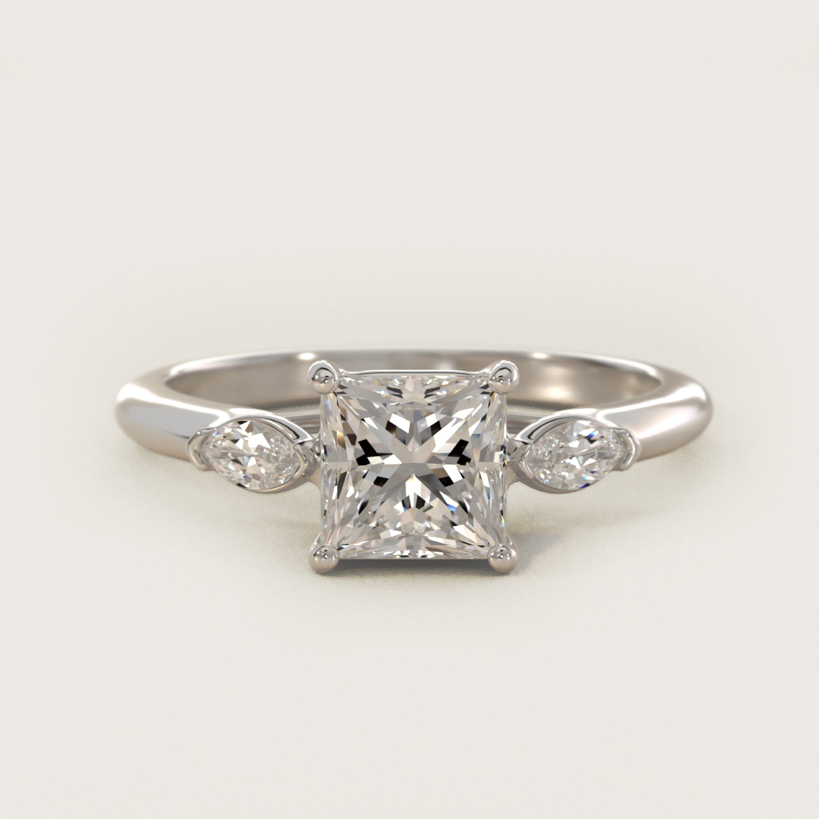 Marquise Cut Diamond Three Stone Engagement Ring In Platinum By James Allen - Princess Center