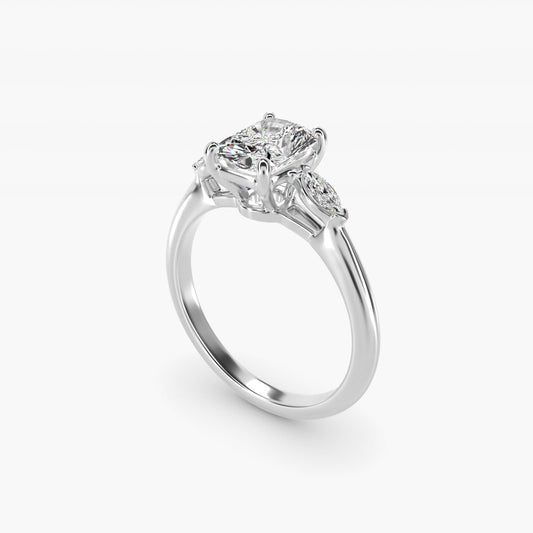 Marquise Cut Diamond Three Stone Engagement Ring In 18k White Gold By James Allen - Radiant Center