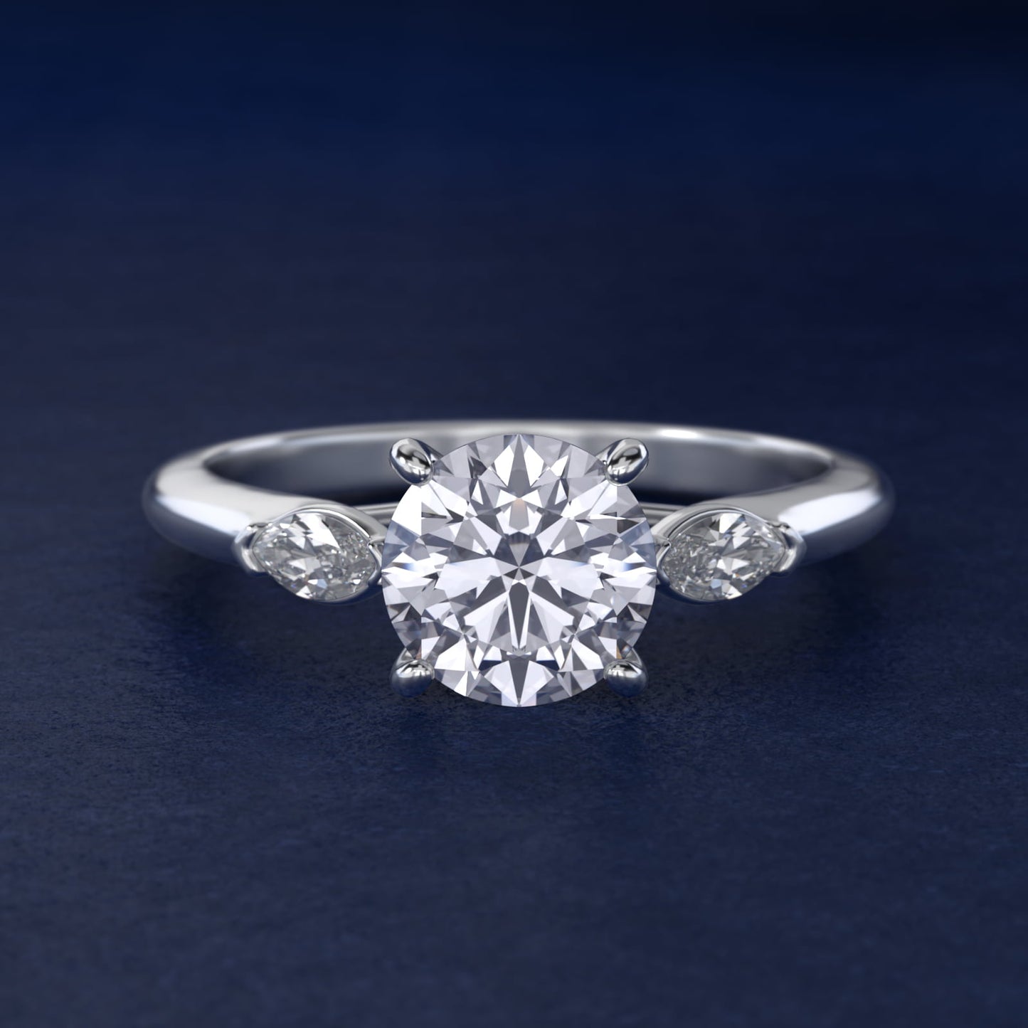 Marquise Cut Diamond Three Stone Engagement Ring In Platinum By James Allen - Round Center