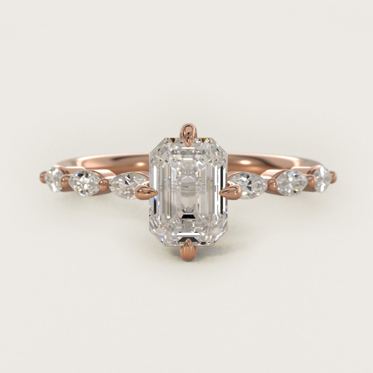 Marquise Cut Side Stone Diamond Shared Prong Engagement Ring In 18k Rose Gold By James Allen - Emerald Center