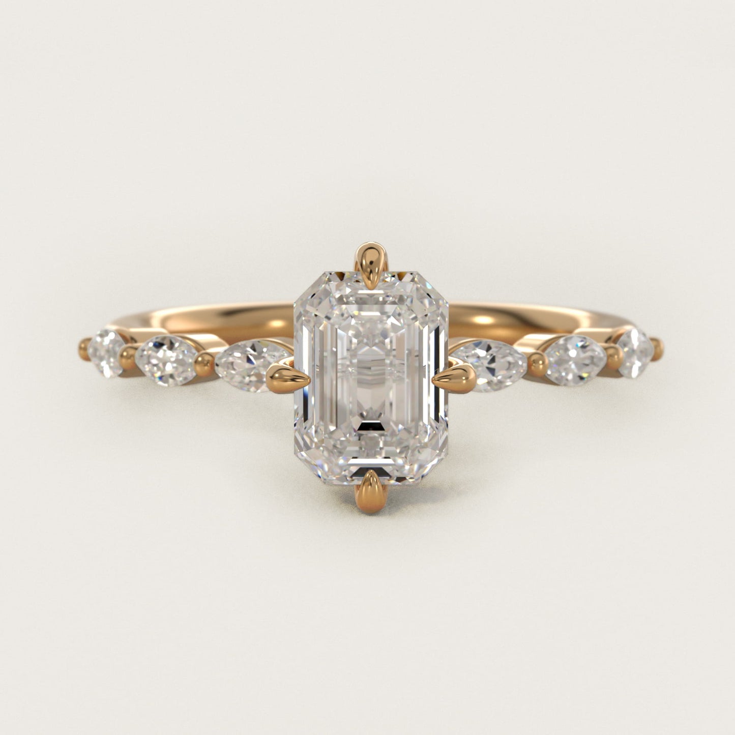 Marquise Cut Side Stone Diamond Shared Prong Engagement Ring In 14K Yellow Gold By James Allen - Emerald Center