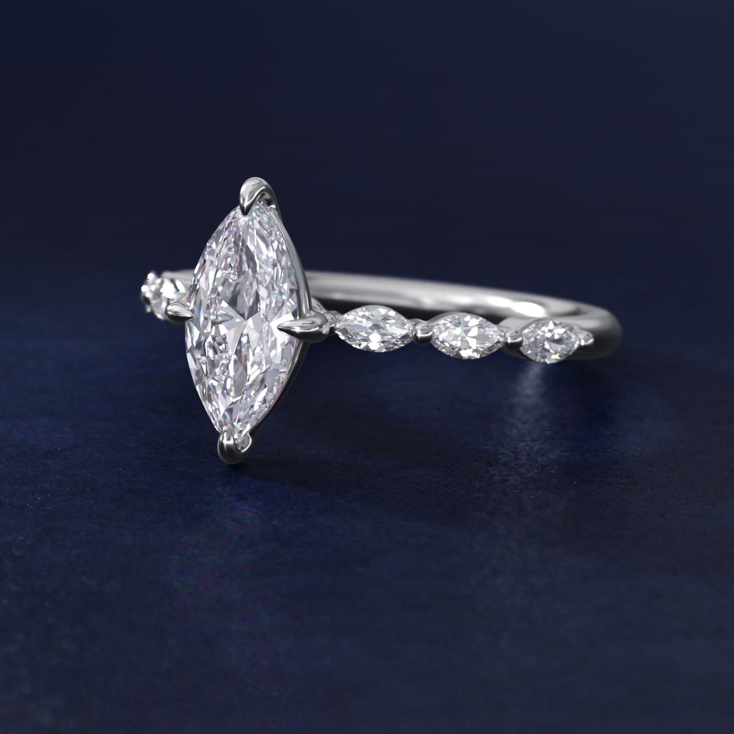 Marquise Cut Side Stone Diamond Shared Prong Engagement Ring In Platinum By James Allen - Marquise Center