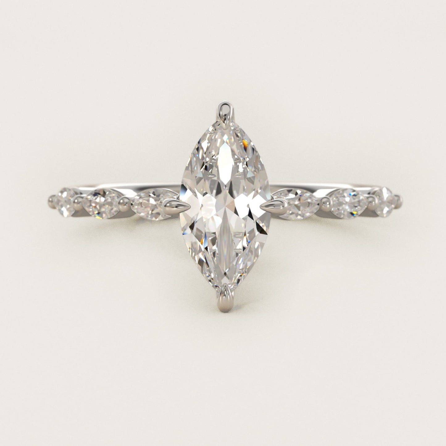 Marquise Cut Side Stone Diamond Shared Prong Engagement Ring In Platinum By James Allen - Marquise Center