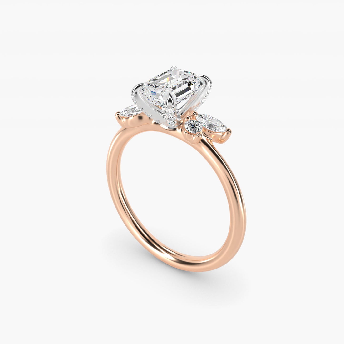 Marquise Diamond Accents Side Stone Engagement Ring With PavŽ Basket In 14K Rose Gold By James Allen - Emerald Center