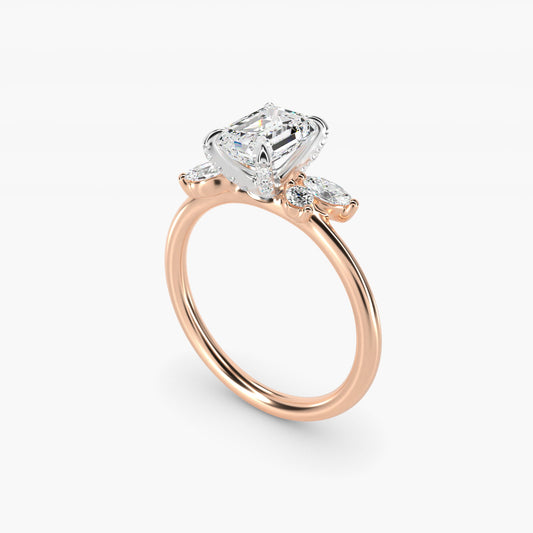 Marquise Diamond Accents Side Stone Engagement Ring With PavŽ Basket In 18k Rose Gold By James Allen - Emerald Center